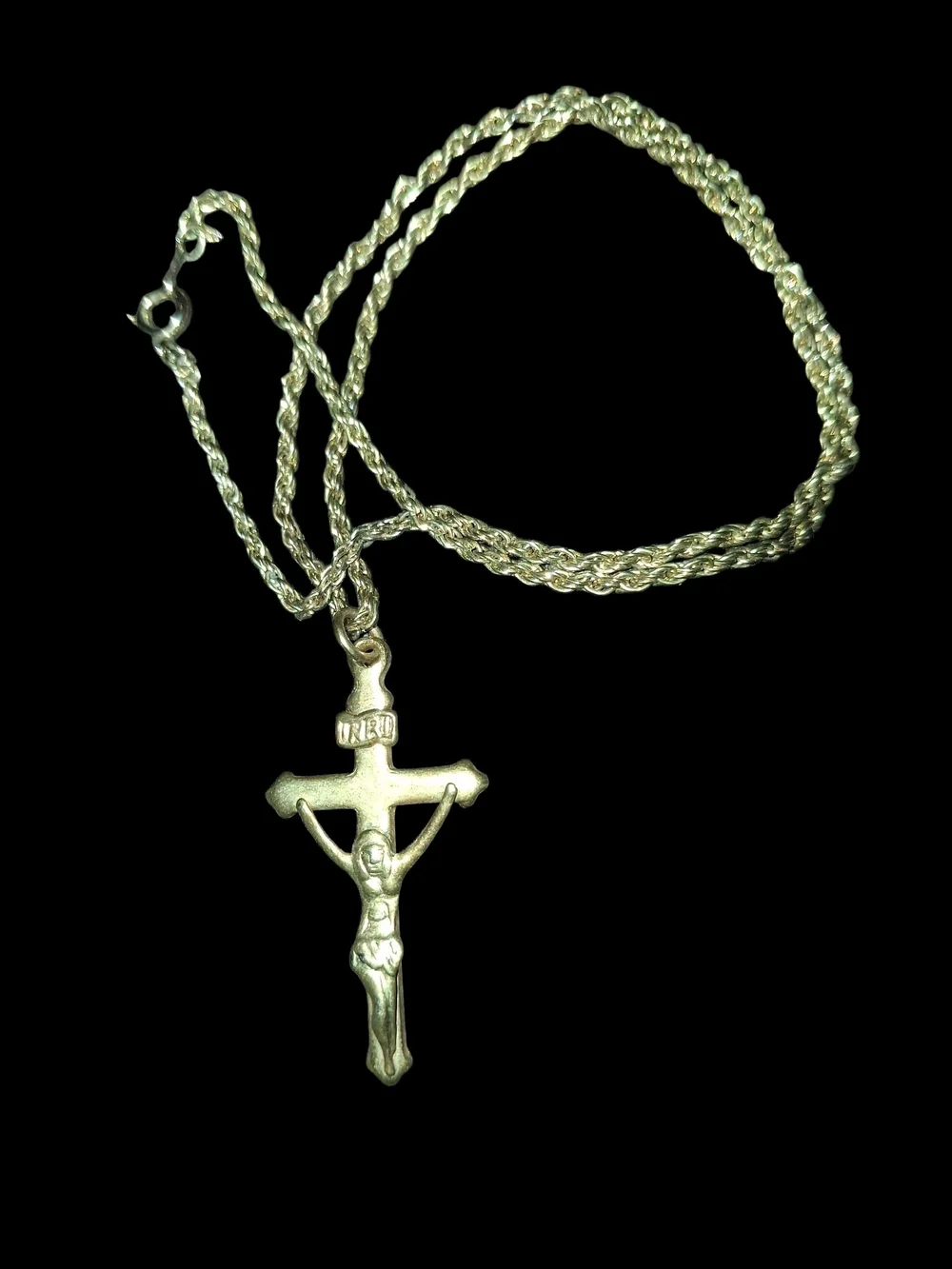 Sterling Silver Crucifix Rope Chain Necklace